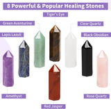 8 Single Point Crystal Wands 2.1" (Booklet, Pouch, Gift Box) Chakra Stone, Healing Crystal, Powerful & Popular, 6-Facet Wand, Finished with Beeswax, Meditation, Energy Healing Reiki