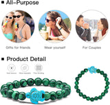 10 Pieces Beads Bracelet Natural Stone Elastic Friendship Bracelet for Women Men