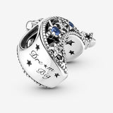 Star & Crescent Moon Charm -  Bracelet Charm for  Moments Bracelets - Stunning Women'S Jewelry - Gift for Women - Made with Sterling Silver & Cubic Zirconia, with Gift Box