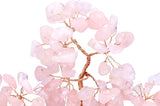 Feng Shui Natural Rose Quartz Crystal Money Tree Resin Base Healing Stones Bonsai Style Tree Large Decoration for Wealth and Luck 9.5 Inches