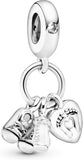 Baby Bottle and Shoes Dangle Charm - Compatible Moments Bracelets - Jewelry for Women - Made with Sterling Silver, Cubic Zirconia & Enamel - Comes with Gift Box