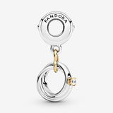 Two-Tone Wedding Rings Dangle Charm - Compatible with  Moments Bracelets - Jewelry for Women - Gift for Women in Your Life - Made with Sterling Silver,  Gold & Cubic Zirconia, with Gift Box