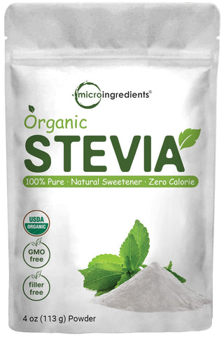 Pure Organic Stevia Powder, 4 Ounces, 706 Serving, Highest Grade Stevia Green Leaf Extract Reb-A, Reduced Bitter Aftertaste, 0 Calorie, Natural Sweetener, Sugar Alternative, Keto Friendly