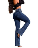 CHICME Women's High Waisted Jeans Stretchy Bootcut Pants with Elastic Waistband Denim Pants for Women