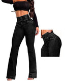 CHICME Women's High Waisted Jeans Stretchy Bootcut Pants with Elastic Waistband Denim Pants for Women