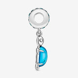 Murano Glass Blue Sea Turtle Dangle Charm - Compatible with  Moments Bracelets - Jewelry for Women - Gift for Women - Made with Sterling Silver & Man-Made Crystal, with Gift Box