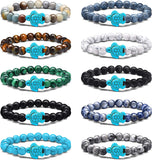 10 Pieces Beads Bracelet Natural Stone Elastic Friendship Bracelet for Women Men