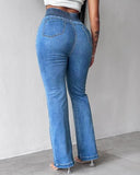 CHICME Women's High Waisted Jeans Stretchy Bootcut Pants with Elastic Waistband Denim Pants for Women