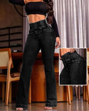 CHICME Women's High Waisted Jeans Stretchy Bootcut Pants with Elastic Waistband Denim Pants for Women