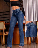 CHICME Women's High Waisted Jeans Stretchy Bootcut Pants with Elastic Waistband Denim Pants for Women