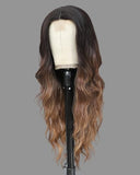 Long Ombre Blonde Wigs for Women 26 inch Long Wavy Middle Part Wig Ombre Blonde Wigs Upgraded Protein Fiber Hair Replacement Wig Cosplay Costume Halloween Wig(26'' Brown Ombre Blonde)