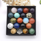 20PCS Chakra Gemstone Sphere Collection 16MM Healing Reiki Decor Crystal Quartz Stone Balls Beads