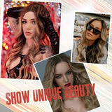 Long Ombre Blonde Wigs for Women 26 inch Long Wavy Middle Part Wig Ombre Blonde Wigs Upgraded Protein Fiber Hair Replacement Wig Cosplay Costume Halloween Wig(26'' Brown Ombre Blonde)