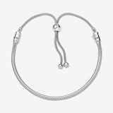 Pandora Moments Snake Chain Slider Bracelet - Charm Bracelet  - Sterling Silver with Clear Cubic Zirconia - 11" - with Gift Box