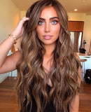 Long Ombre Blonde Wigs for Women 26 inch Long Wavy Middle Part Wig Ombre Blonde Wigs Upgraded Protein Fiber Hair Replacement Wig Cosplay Costume Halloween Wig(26'' Brown Ombre Blonde)