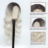 Long Ombre Blonde Wigs for Women 26 inch Long Wavy Middle Part Wig Ombre Blonde Wigs Upgraded Protein Fiber Hair Replacement Wig Cosplay Costume Halloween Wig(26'' Brown Ombre Blonde)