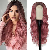 Long Ombre Blonde Wigs for Women 26 inch Long Wavy Middle Part Wig Ombre Blonde Wigs Upgraded Protein Fiber Hair Replacement Wig Cosplay Costume Halloween Wig(26'' Brown Ombre Blonde)