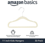 Amazon Basics Kids Space Saving Velvet Non-Slip Clothes Hangers with Shoulder Notches for Infant and Toddler, 11.6", Beige, 50-Pack