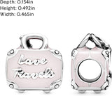 Pink Travel Bag Charm - Compatible Moments Bracelets - Jewelry for Women - Made with Sterling Silver & Enamel - Comes with Gift Box