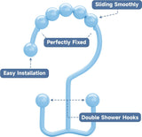 Titanker Shower Curtain Hooks Rings, Rust Resistant Metal Minimalist Simple Double Glide Shower Hooks for Bathroom Shower Rods Curtains, Set of 12 Hooks - Black