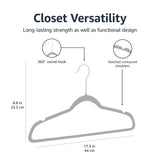 Amazon Basics Slim Velvet Non-Slip Space Saving Suit Clothes Hangers, Closet Organizer, Black, 50-Pack