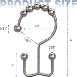 Titanker Shower Curtain Hooks Rings, Rust Resistant Metal Minimalist Simple Double Glide Shower Hooks for Bathroom Shower Rods Curtains, Set of 12 Hooks - Black