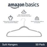 Amazon Basics Slim Velvet Non-Slip Space Saving Suit Clothes Hangers, Closet Organizer, Black, 50-Pack