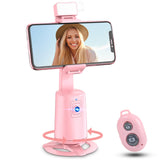 Auto Face Tracking Tripod 360° Rotating Auto Tracking Phone Stand, No App, Phone Camera Stand with Remote and Gesture Control, Rechargeable Smart Shooting Stand for Live Video Recording Tiktok（Black）