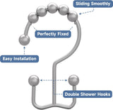 Titanker Shower Curtain Hooks Rings, Rust Resistant Metal Minimalist Simple Double Glide Shower Hooks for Bathroom Shower Rods Curtains, Set of 12 Hooks - Black