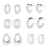 Wgoud 6 Pairs Chunky Gold Hoop Earrings for Women, 14K Gold Plated Hoop Earrings Hypoallergenic, Thick Lightweight Twisted Huggie Hoops Earring Set for Women’s Jewelry GIfts