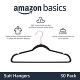 Amazon Basics Slim Velvet Non-Slip Space Saving Suit Clothes Hangers, Closet Organizer, Black, 50-Pack