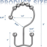 Titanker Shower Curtain Hooks Rings, Rust Resistant Metal Minimalist Simple Double Glide Shower Hooks for Bathroom Shower Rods Curtains, Set of 12 Hooks - Black