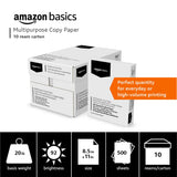 Amazon Basics Multipurpose Copy Printer Paper, 8.5 x 11 Inches, 20 lb, 92 Bright, White, 1 Ream (500 Sheets), Jam-Free