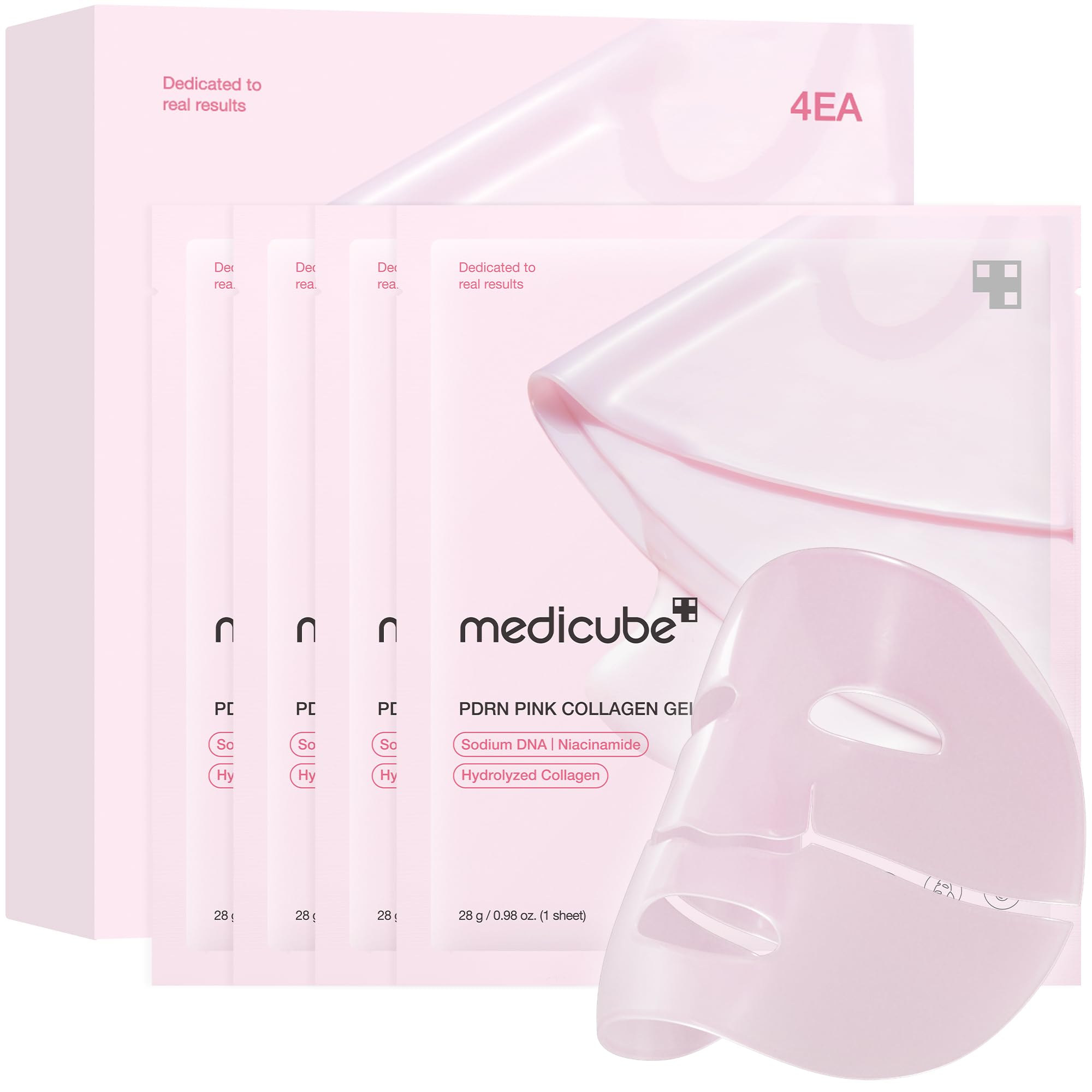 Medicube Jelly Gel Mask with Salmon DNA PDRN Pink Collagen | Overnight Face Mask for Glass Glow Skin | Elasticity, Hydrating, Firming and Moisturizing | Korean Skincare, 28g x 4ea
