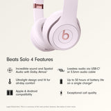 Beats Solo 4 - Wireless On-Ear Bluetooth Headphones, Up to 50-Hour Battery Life, Ultra-Lightweight Comfort, Powerful and Balanced Sound, Apple & Android Compatible - Matte Black
