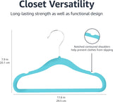 Amazon Basics Kids Space Saving Velvet Non-Slip Clothes Hangers with Shoulder Notches for Infant and Toddler, 11.6", Beige, 50-Pack