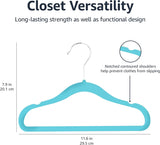 Amazon Basics Kids Space Saving Velvet Non-Slip Clothes Hangers with Shoulder Notches for Infant and Toddler, 11.6", Beige, 50-Pack