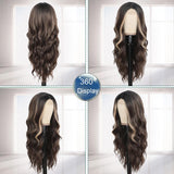 Long Ombre Blonde Wigs for Women 26 inch Long Wavy Middle Part Wig Ombre Blonde Wigs Upgraded Protein Fiber Hair Replacement Wig Cosplay Costume Halloween Wig(26'' Brown Ombre Blonde)