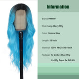 Long Ombre Blonde Wigs for Women 26 inch Long Wavy Middle Part Wig Ombre Blonde Wigs Upgraded Protein Fiber Hair Replacement Wig Cosplay Costume Halloween Wig(26'' Brown Ombre Blonde)
