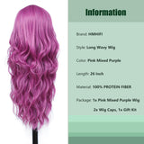 Long Ombre Blonde Wigs for Women 26 inch Long Wavy Middle Part Wig Ombre Blonde Wigs Upgraded Protein Fiber Hair Replacement Wig Cosplay Costume Halloween Wig(26'' Brown Ombre Blonde)