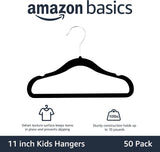 Amazon Basics Kids Space Saving Velvet Non-Slip Clothes Hangers with Shoulder Notches for Infant and Toddler, 11.6", Beige, 50-Pack
