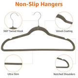 Amazon Basics Slim Velvet Non-Slip Space Saving Suit Clothes Hangers, Closet Organizer, Black, 50-Pack