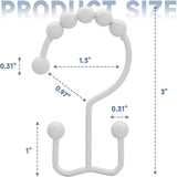 Titanker Shower Curtain Hooks Rings, Rust Resistant Metal Minimalist Simple Double Glide Shower Hooks for Bathroom Shower Rods Curtains, Set of 12 Hooks - Black