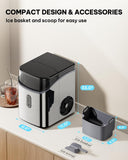 Silonn Ice Maker Countertop, Portable Ice Machine with Carry Handle, Self-Cleaning Ice Makers with Basket and Scoop, 9 Cubes in 6 Mins, 26 lbs per Day, Ideal for Home, Kitchen, Camping, RV