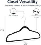 Amazon Basics Slim Velvet Non-Slip Space Saving Suit Clothes Hangers, Closet Organizer, Black, 50-Pack