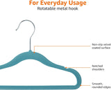 Amazon Basics Kids Space Saving Velvet Non-Slip Clothes Hangers with Shoulder Notches for Infant and Toddler, 11.6", Beige, 50-Pack