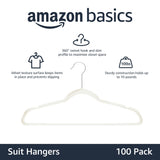 Amazon Basics Slim Velvet Non-Slip Space Saving Suit Clothes Hangers, Closet Organizer, Black, 50-Pack