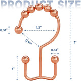 Titanker Shower Curtain Hooks Rings, Rust Resistant Metal Minimalist Simple Double Glide Shower Hooks for Bathroom Shower Rods Curtains, Set of 12 Hooks - Black