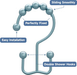 Titanker Shower Curtain Hooks Rings, Rust Resistant Metal Minimalist Simple Double Glide Shower Hooks for Bathroom Shower Rods Curtains, Set of 12 Hooks - Black