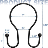 Titanker Shower Curtain Hooks Rings, Rust Resistant Metal Minimalist Simple Double Glide Shower Hooks for Bathroom Shower Rods Curtains, Set of 12 Hooks - Black